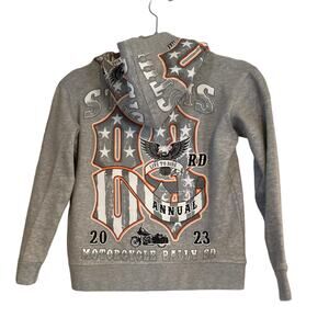 2023 Heather Gray White Sturgis Motorcycle Rally Bikercore Biker Sweatshirt S